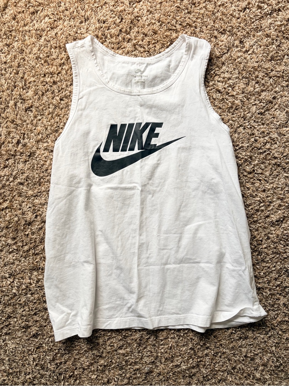 Nike White Tank with Black Swoosh Logo